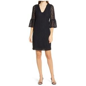 Lilly Pulitzer Jaclene Ruffle Dress In Onyx Stretchy Knit Lace Size XL $189